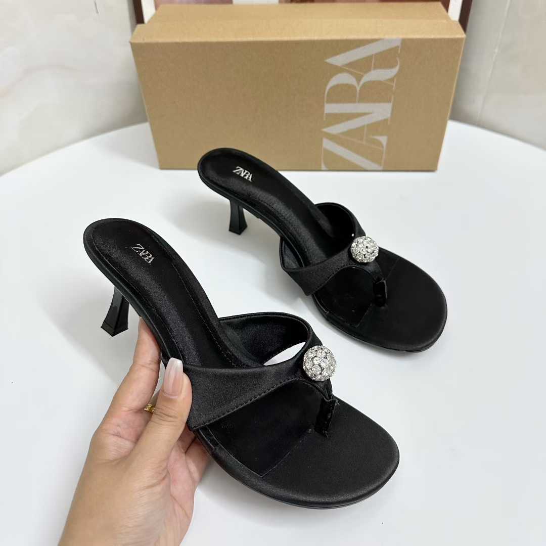 JHC-HB-182 | Rhinestone Embellished Slingback Square-Toe High-Heel Heeled Slide angle 3