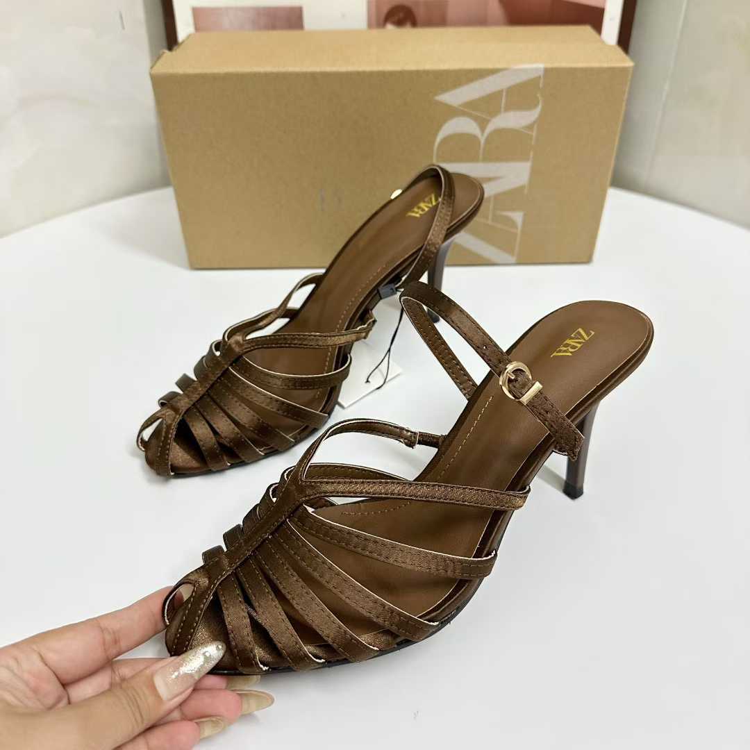 JHC-HB-166 | Silky Satin Round-Toe Stiletto Heel Dress Sandal - Fujian Jinhongchang Sports Goods Co., Ltd.