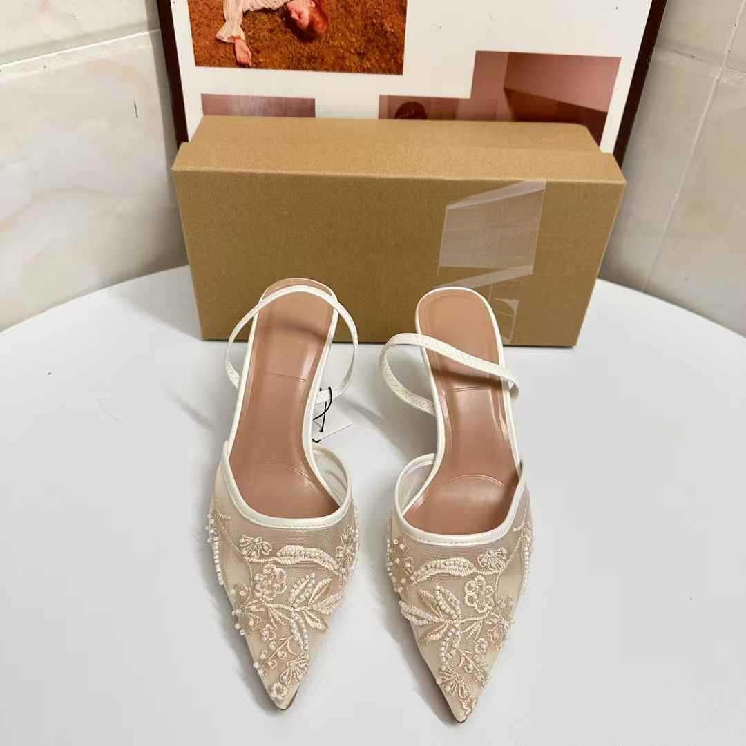 JHC-HB-024 | Embroidered Breathable Mesh Pointed-Toe Stiletto Heel Mule Slide angle 3