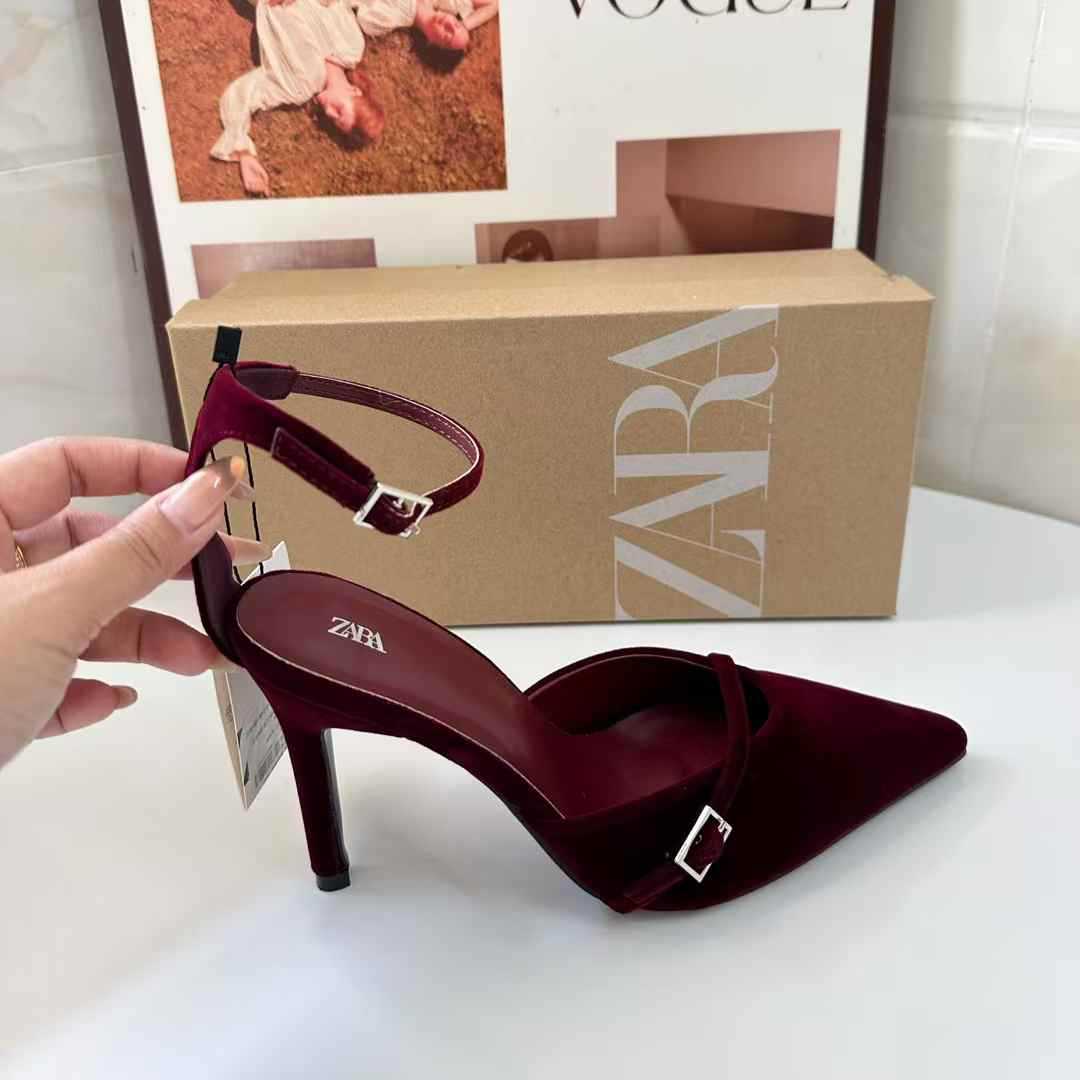 JHC-HB-054 | Metal Buckle Pointed-Toe High-Heel Mule Slide angle 3