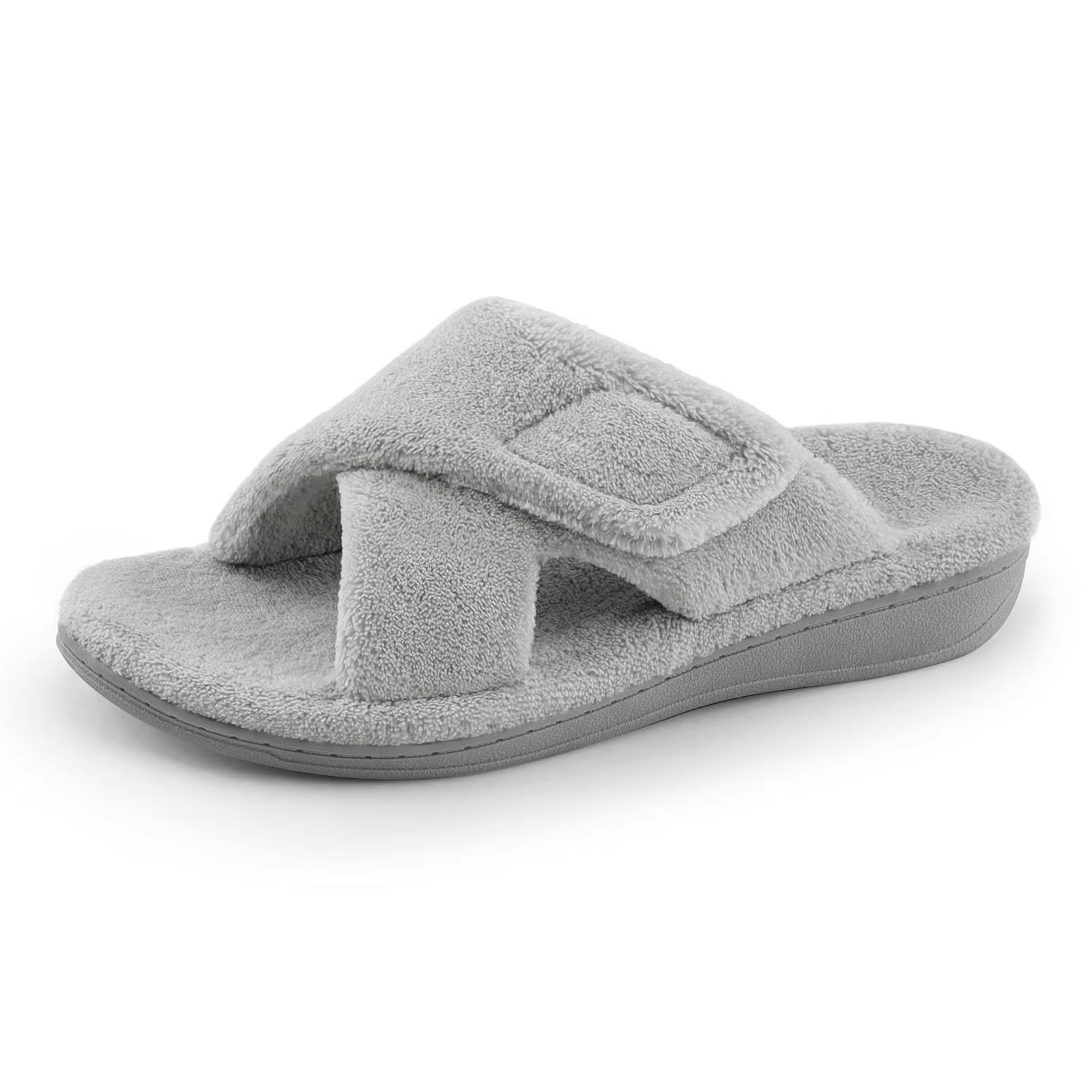 JHC-WS05 | Thick-Soled Fuzzy Cross-Strap Arch Support Slippers - Fujian Jinhongchang Sports Goods Co., Ltd.
