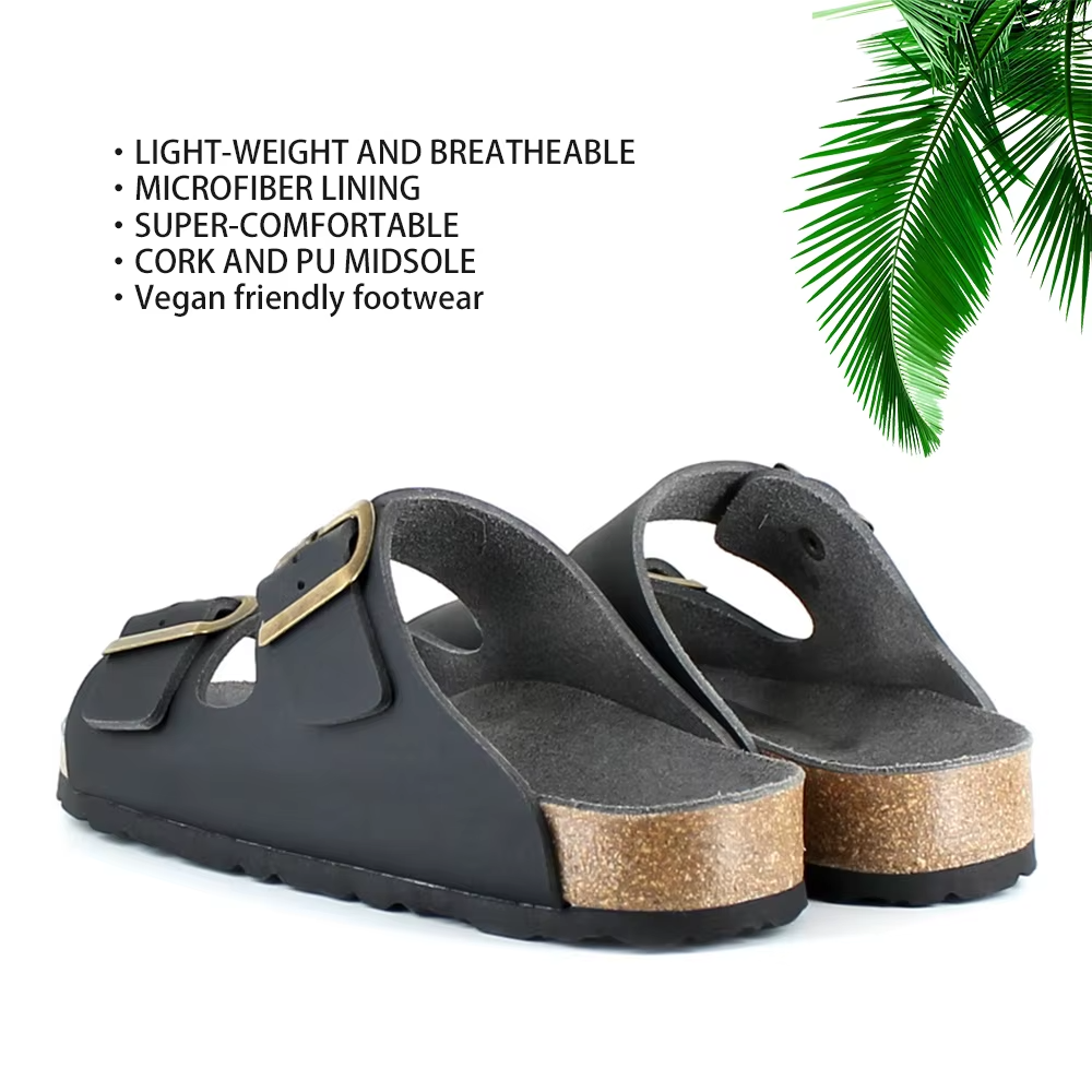 JHC-WS12 | Vegan Plant-Based Cork Slide Sandals – Piñatex® | angle 2