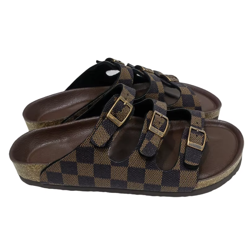 JHC-WS14 | PVC Cork Multi-Strap Slide Sandals angle 4