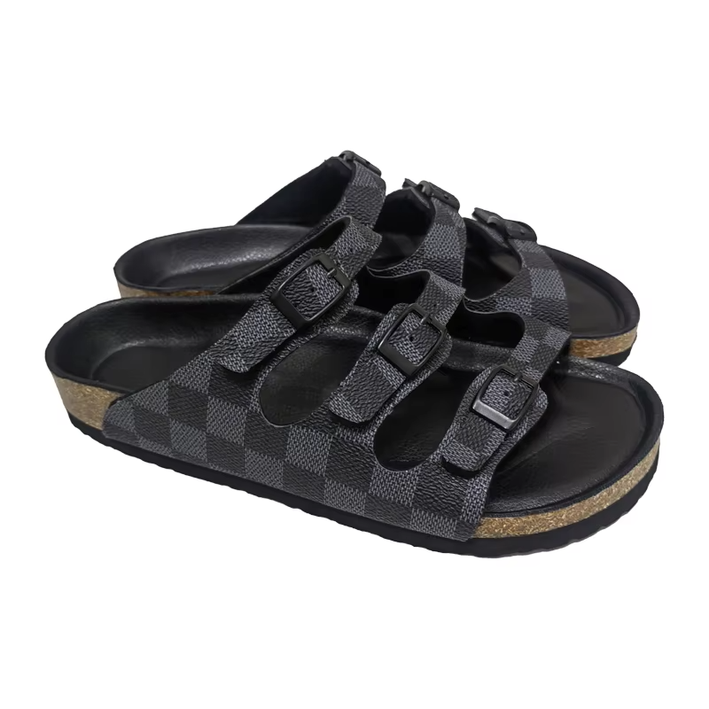 JHC-WS14 | PVC Cork Multi-Strap Slide Sandals angle 5